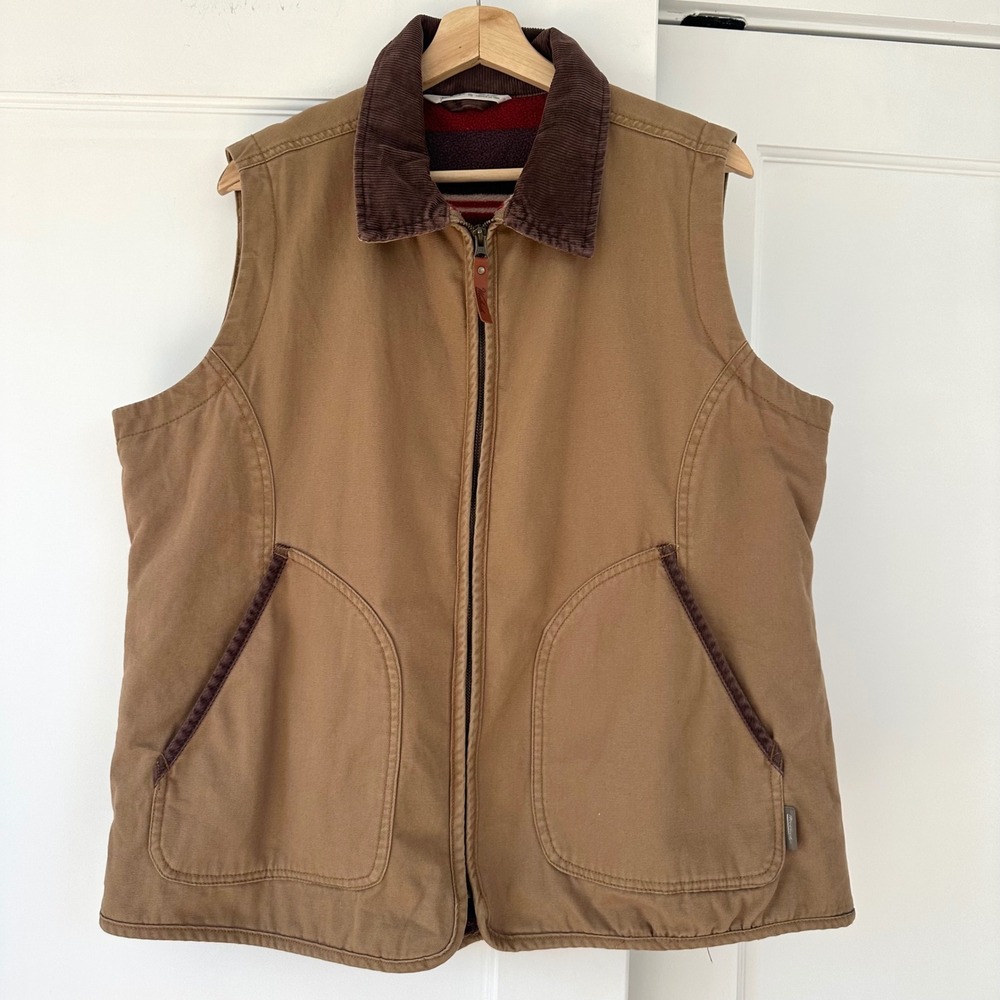 Woolrich Vtg men's‎ Women's Canvas Blanket Lined Field Vest Tan XL Workwear